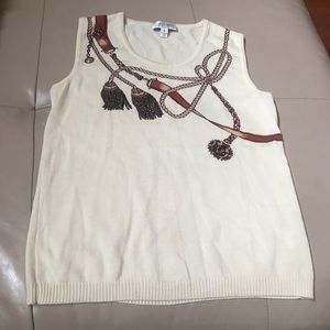 Rare St. John Sport Sleeveless Sweater Top, Petite